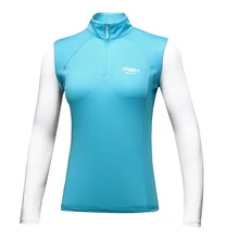 Pgm рубашки для тренировок по гольфу женские солнцезащитные рубашки для гольфа с молнией на шее женские быстросохнущие эластичные спортивные футболки для гольфа AA60448