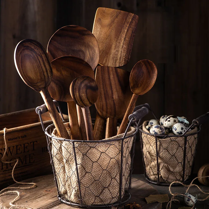 Thai Teak Wooden Non stick Spatula Coffee Spoon For Cooking Wood Kitchen Cooking Utensils Supplies Kitchen Tool Set|Cooking Tool Sets| - AliExpress