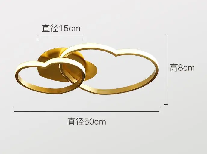 Светодиодный светильник в форме сердца, Свадебный светильник ing Lampara Techo, теплый светодиодный потолочный светильник для учебы и офиса, медный светильник для детей, светодиодные ленты - Цвет корпуса: L 50CM 48W