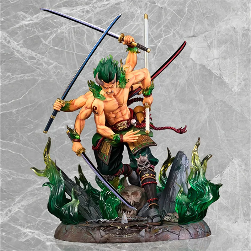 Многоцветный Одна деталь соломенная шляпа пираты меч Roronoa Zoro Santoryu боевые сцены Статуэтка из ПВХ фигурка модель игрушки X3532 - Цвет: Многоцветный