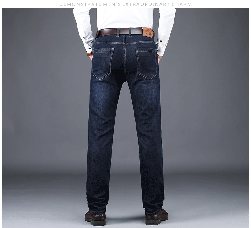 Осень-зима джинсы Для мужчин прямые Slim Fit Брюки стрейч плотные джинсовые штаны джинсы деловые, casual для Для мужчин большие Размеры высокое качество