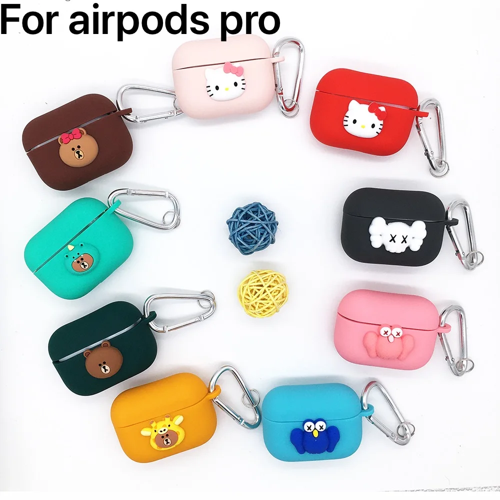 Мультяшный чехол для Airpods Pro силиконовый Apple 3 чехол-брелок | Электроника