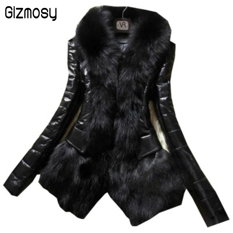 Новая женская куртка из искусственной кожи, Женское зимнее пальто, утепленная хлопковая куртка, женская верхняя одежда, мех для женщин, большие размеры CA3263
