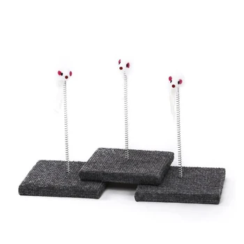 

Velvet Square Cat Scratch Disc With Plush Mice Toy Accessory Pet Playing Exercise Claw Grinding Toy