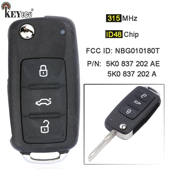 Keyforkess 315MHz ID48 Chip NBG010180T, 5 k0 837 202 A / 5 k0 837 202 AE portachiavi A distanza per Volkswagen Golf GTI Jetta Touareg Passat