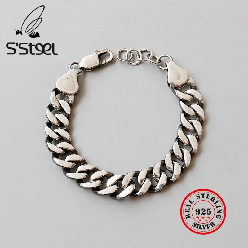 

S'STEEL 925 Sterling Silver Bracelets For Women Link Chain Punk Party Bracelet Argent Massif Joyas De Plata Mujer Fine Jewelry