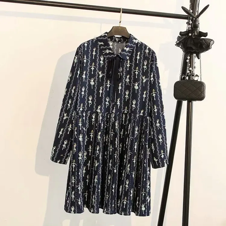 

Early Spring Korean-style Slimming Printed Chiffon Dress 200 of Fat Mm Plus-sized WOMEN'S Dress S22968