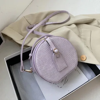 

Round Stone Pattern Mini PU Leather Crossbody Bag For Women 2020 Simple Style Solid Color Shoulder Handbag Female Cross Body Bag