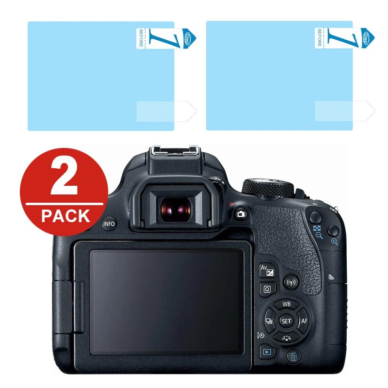 2x LCD pantalla Protector Film para Canon EOS 6D 70D 77D 80D 90D 600D 650D 700D 750D 760D 800D 9000D 1200D 1300D 1500D 2000D 8000D