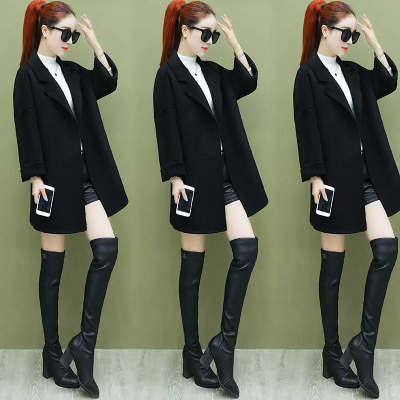 Kopen 2019 Nieuwe Mid lange Wollen Jas vrouwen Klassieke Kasjmier Wol Blend Coat