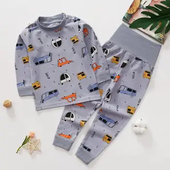 

JOCESTYLE Newborn Baby Pajamas Set Autumn Winter Warm Clothing Kids Cartoon Print High Waist Cotton Tops Pants Christmas Wearing