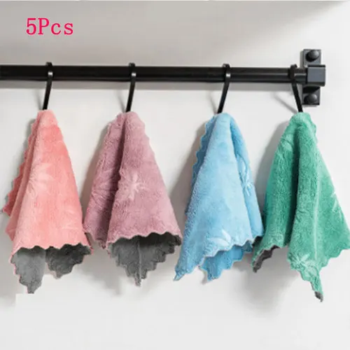 

Printed maple leaf two-color two-sided cloth absorbent wool dishwashing cloth not greasy towel towel kitchen cloth