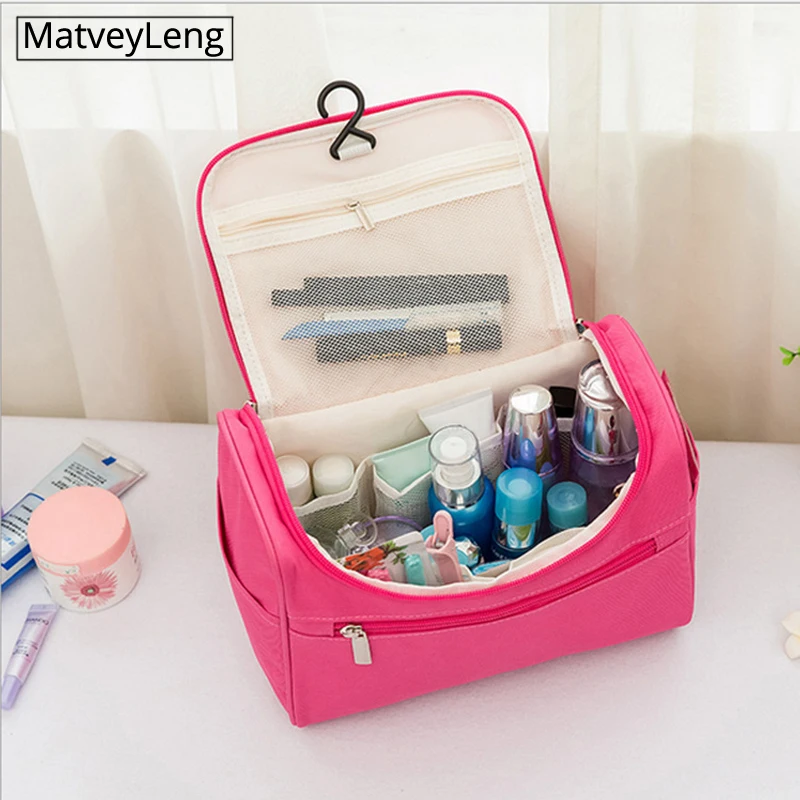 Nuevo puro Color mango con gancho bolsa de cosméticos neceser de viaje para cosméticos artículos de tocador bolsa