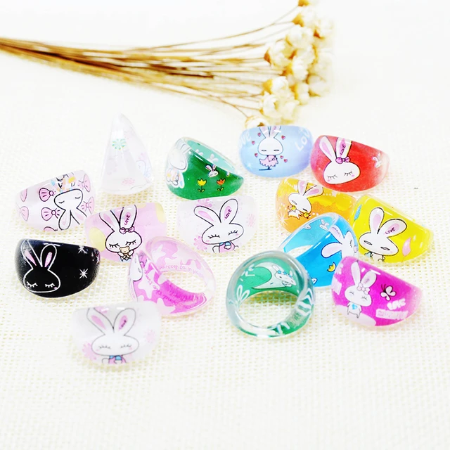 Wholesale Cute Children's Day Jewelry Plastic Kids Rings for Girls