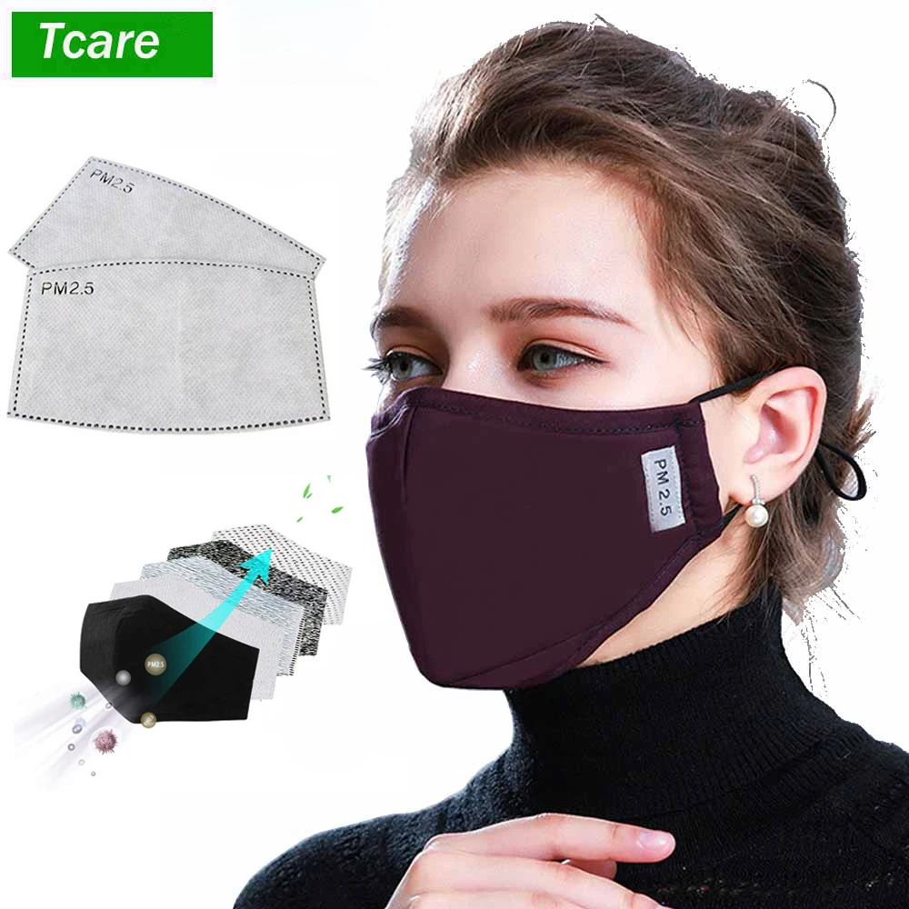 

*Cotton PM2.5 Black mouth Mask anti dust mask Activated carbon filter Windproof Mouth-muffle bacteria proof Flu Face masks Care