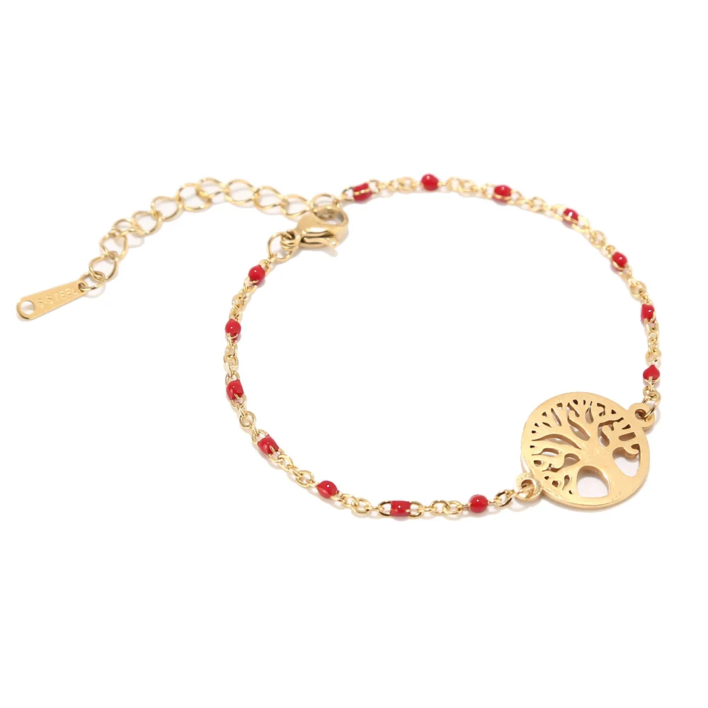 

Stainless Steel Gold Tree Life Bracelet Dainty Beaded Bracelets Jewelry Gift for Female Gift for Women Yoga Jewellry Friendship