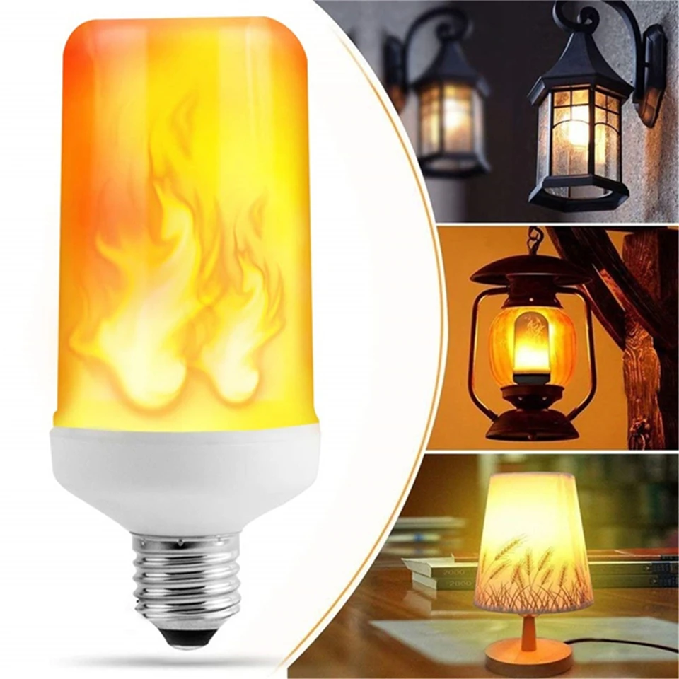 

15W Decoracion Flame Lamp E27 E14 B22 Fire Light Bulb Creative 3 Modes+Gravity Sensor Flickering Emulation lights For Christmas