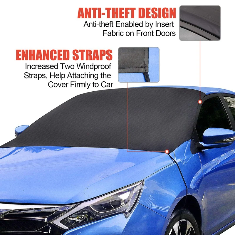 

NewCar Windshield Snow Cover, Frost Guard Protector, Magnetic Windshield Snow Frost Ice Cover Sunshade Snow Covers with Elastic