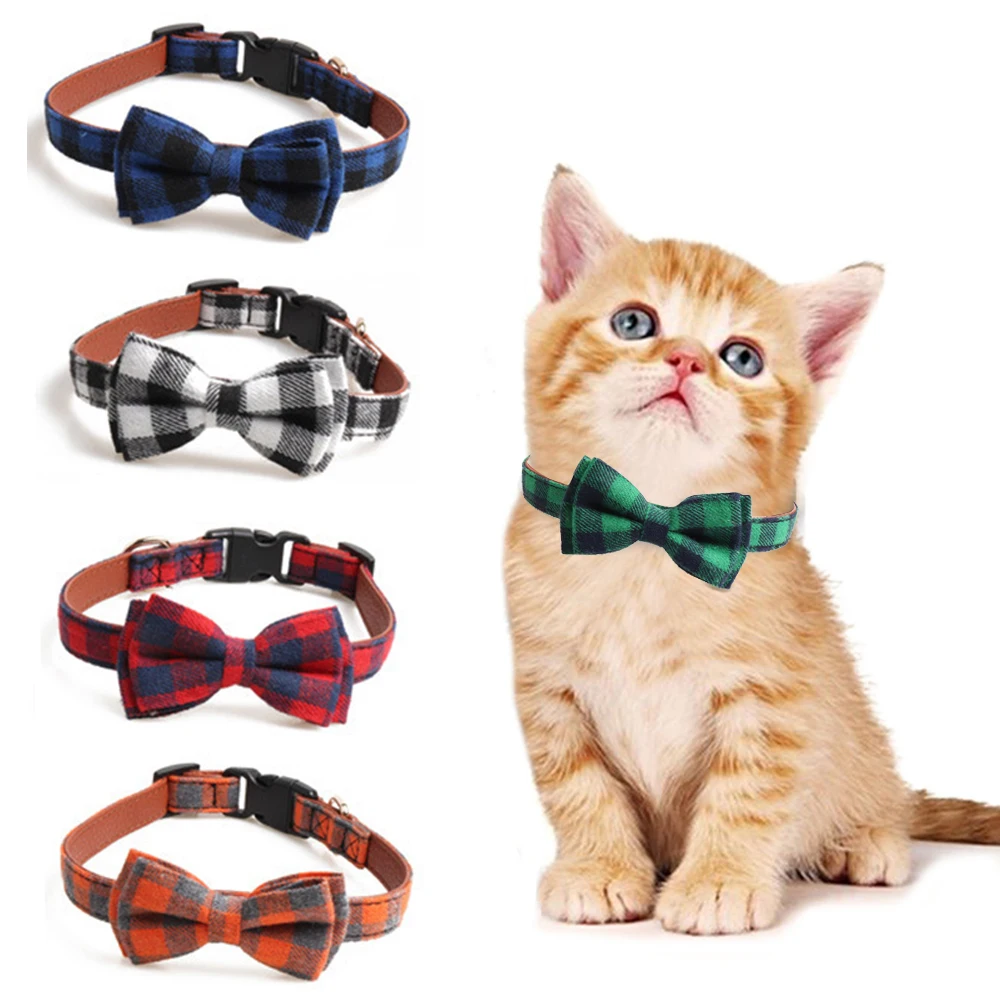 

Plaid Printing Camouflage Pets Dog Collars Cute Striped Bowknot Puppy Cats Neck Bow Tie Bulldog Decoration Large Dog Collar