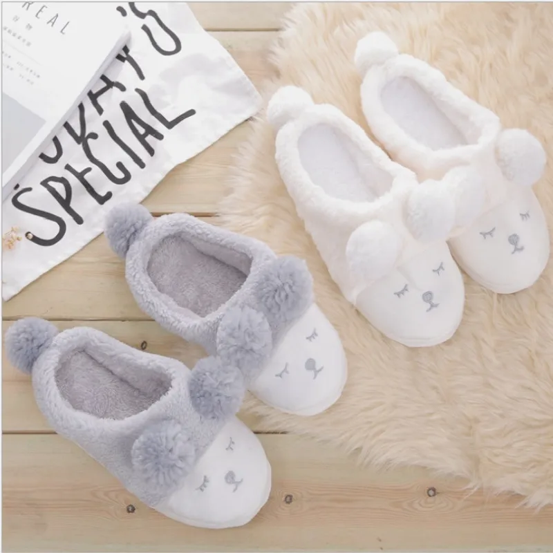 

Cute Women Winter Home Slippers Cartoon Sheep Shoes Non-slip Soft Winter Warm House Slippers Indoor Bedroom Female Floor Shoes