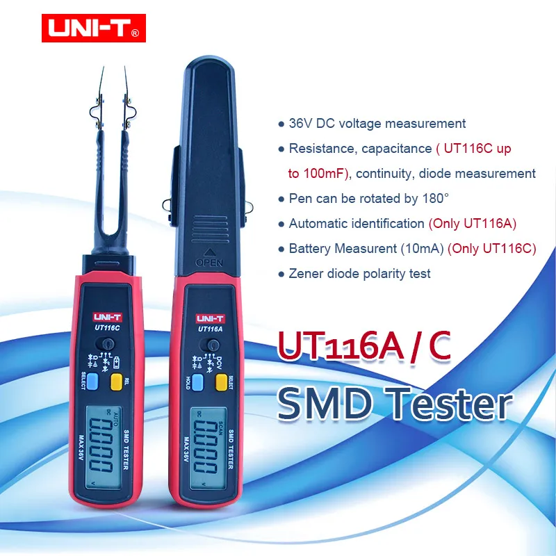 UNI T SMD мультиметр UT116A UT116C Авто Диапазон сопротивления диод емкости (RCD)