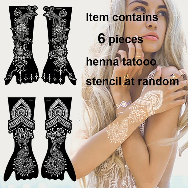 6pcs/set Henna Tattoo Stencil Templates For Painting Draw Hand Sleeve Women  Bride Reusable Tattoo Stencils Mandala Indian Arabic - Temporary Tattoos -  AliExpress