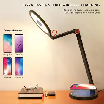 

YUNLIGHTS 15W LED Table Lamp Wireless Dimmable Desk Light Touch Control Eye Protection Reading Light with US Plug