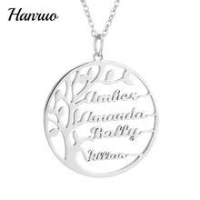 

Custom Name Necklace Family Tree of Life Personalized Nameplate Necklaces Stainless Steel Silver Color Necklace For Women Men