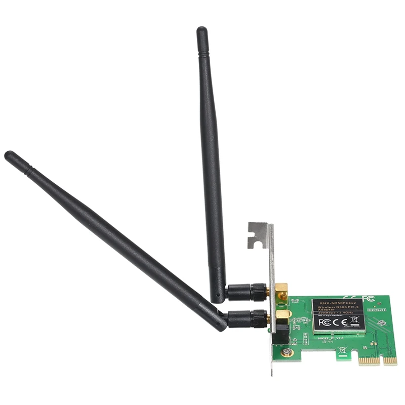 2,4G беспроводной 300 Мбит/с Pci-Express адаптер 802.11B/G/N Wifi карта с антенной для ПК Windows рабочего стола