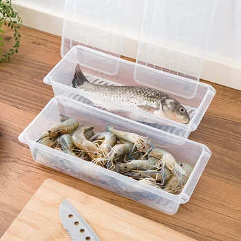 

Kitchen Transparent Plastic Stacking Drain Storage Box Sealed Container Home Food Fresh Keeping Case Kitchen tools gadgets