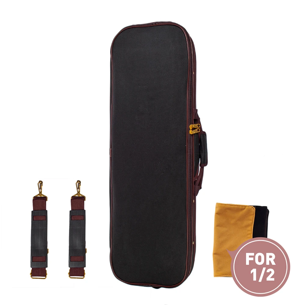 Professional 1/2 Full Size Violin Case Carrying Bag Oblong Shape Hard with Plush Lining Hygrometer Shoudler Straps | Спорт и