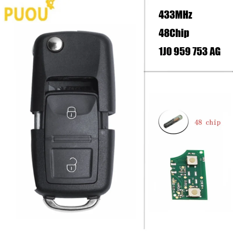 2 кнопки дистанционного ключа DIY для VW/VOLKSWAGEN Beetle Bora Golf Passat транспортер поло T5 1J0959753AG/HLO 1J0 959 753 AG