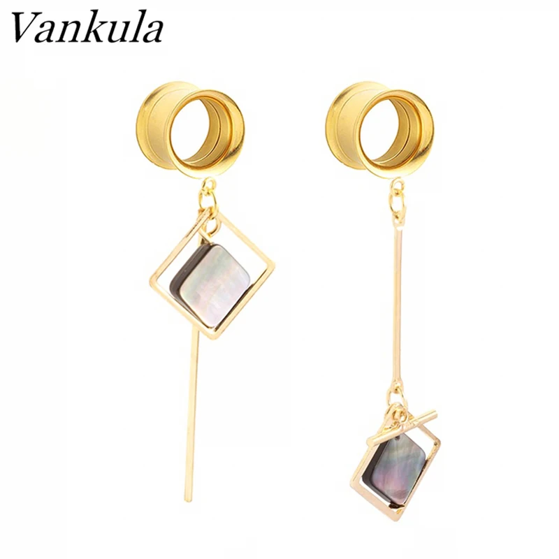 

Vankula 2pcs Shell Ear Plugs Tunnels 316L Stainless Steel Ear Tunnel Expander Body Piercing Dangle Fashion Women Jewelry