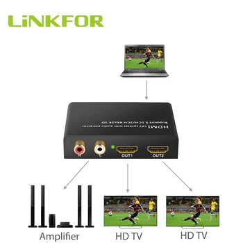 

LiNKFOR 4K HDMI Audio Extractor with 2 Way HDMI Splitter2 Way HDMI Splitter DAC HDMI to Optical SPDIF Toslink Converter Adapter