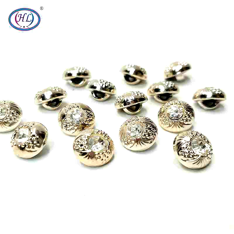 

HL 30/50/150PCS 11MM New Plating Buttons With Rhinestones Shank DIY Apparel Sewing Accessories Shirt
