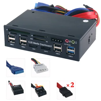 

5.25 Inch PC Front Panel Dashboard Media USB 3.0 SATA Port Card Reader Interface Desktop Optical Drive Multifunctional Panel