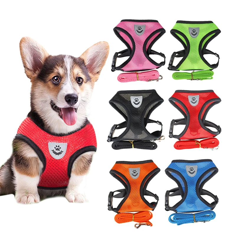 Breathable Small Dog Harness And Leash Nylon Safety Mesh Chest Strap Collar For Kitten Cat Chihuahua Pug Bulldog Cats Vest | Дом и сад