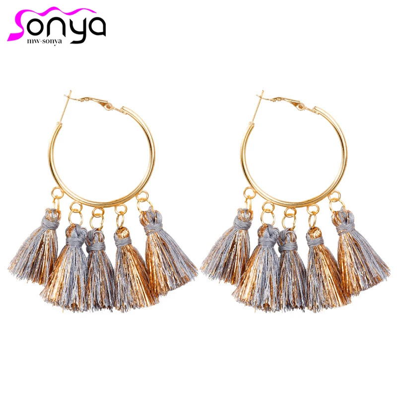

Hot Sale Generous Tassel Earrings Long Bohemian Ethnic Exquisite Hand Woven Exaggerated Big Earrings Fashion Jewelry ET1354