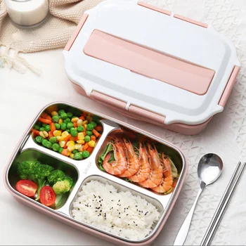 

304 Stainless Steel Large-capacity Heating And Insulation Partitioned Lunch Box Bento Box Kitchen Leakproof Food Container