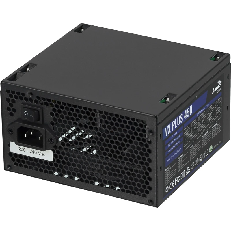 Блок питания AEROCOOL VX PLUS 450W, черный