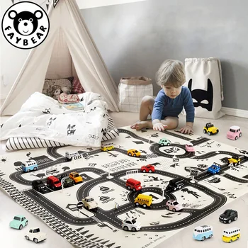 

City Scene Traffic Highway Map 130*100CM Portable Car Play Mat Educational Toys For Children Games Road Carpet Car Accessories