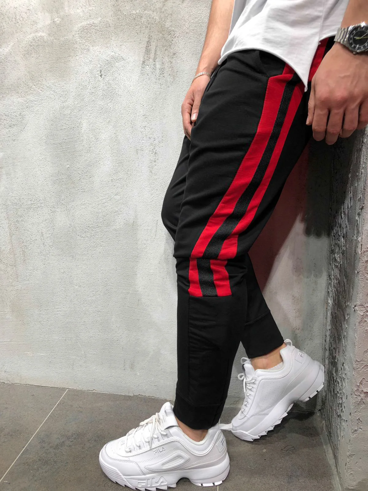 Pantalon Homme мужские спортивные штаны 2019 Новая мода хип-хоп фитнес уличные брюки полосатые штаны для бега на шнурке спортивные штаны