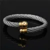 Titanium Steel Men Women Open Round Ball Cuff Bangle Bracelet in Stainless Steel Brackelts Gifts For Women Men Gift 3