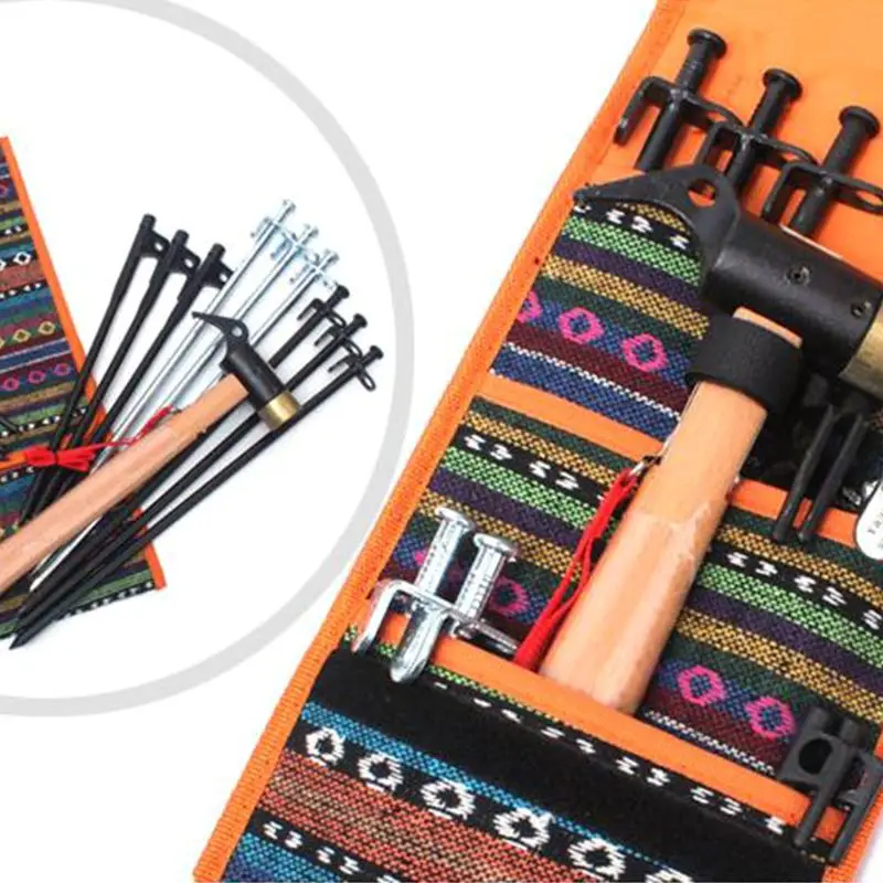 

Suitable for Hiking Camping Tent Hammers and Other Accessoris Outdoor Stakes Bag Portable Tent Nail Storage Case Pouch Pegs
