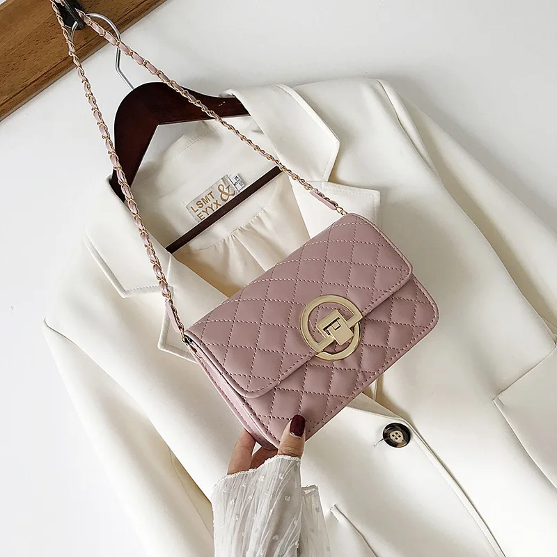 

INS Super Fire Bag WOMEN'S Single-shoulder Bag 2019 Summer New Style Korean-style Graceful Rhombus Chain Over-the-shoulder Bag F