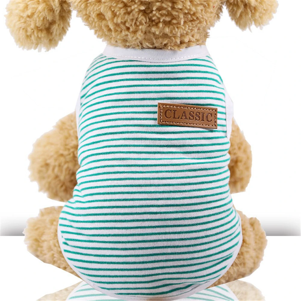 Flexible Decorate Pets Stripe Shirt for Small Medium Dog Clothing Puppy Cotton Vest Spring Summer Soft Coat Pet Costumes Product |
