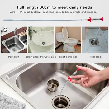 

Bathroom Kitchen Spring Sewer Dredging Tool Bendable Sink Tub Toilet Hair Filter Pipe Clean Hook Dredging Tools