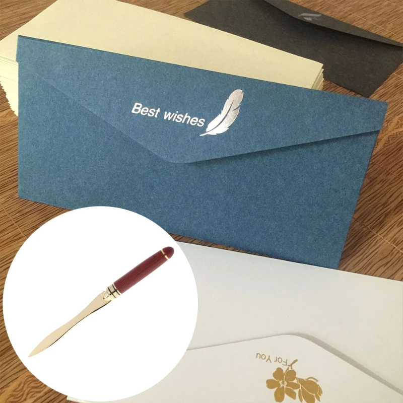 Нож для резки бумаги из нержавеющей стали с деревянной ручкой, нож для резки конвертов, школьные принадлежности