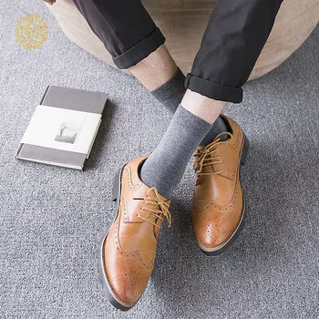 

European Style Cotton Socks Men's Socks Autumn Solid Color Business Cotton Socks Men Middle Tube Socks