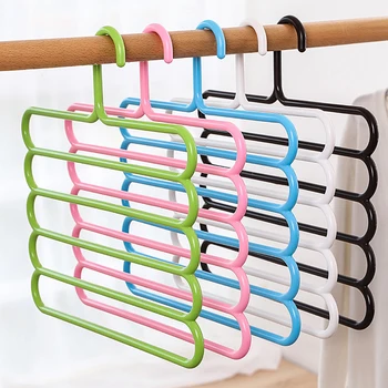

5 layers Wardrobe Organizer Plastic Tie Coat Closet Hanger Multilayer Storage Hanger Non-slip Multifunction Clothes Hangers